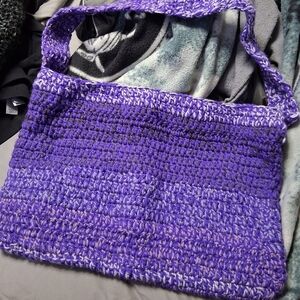 Elegant Purple Crochet Shoulder Bag